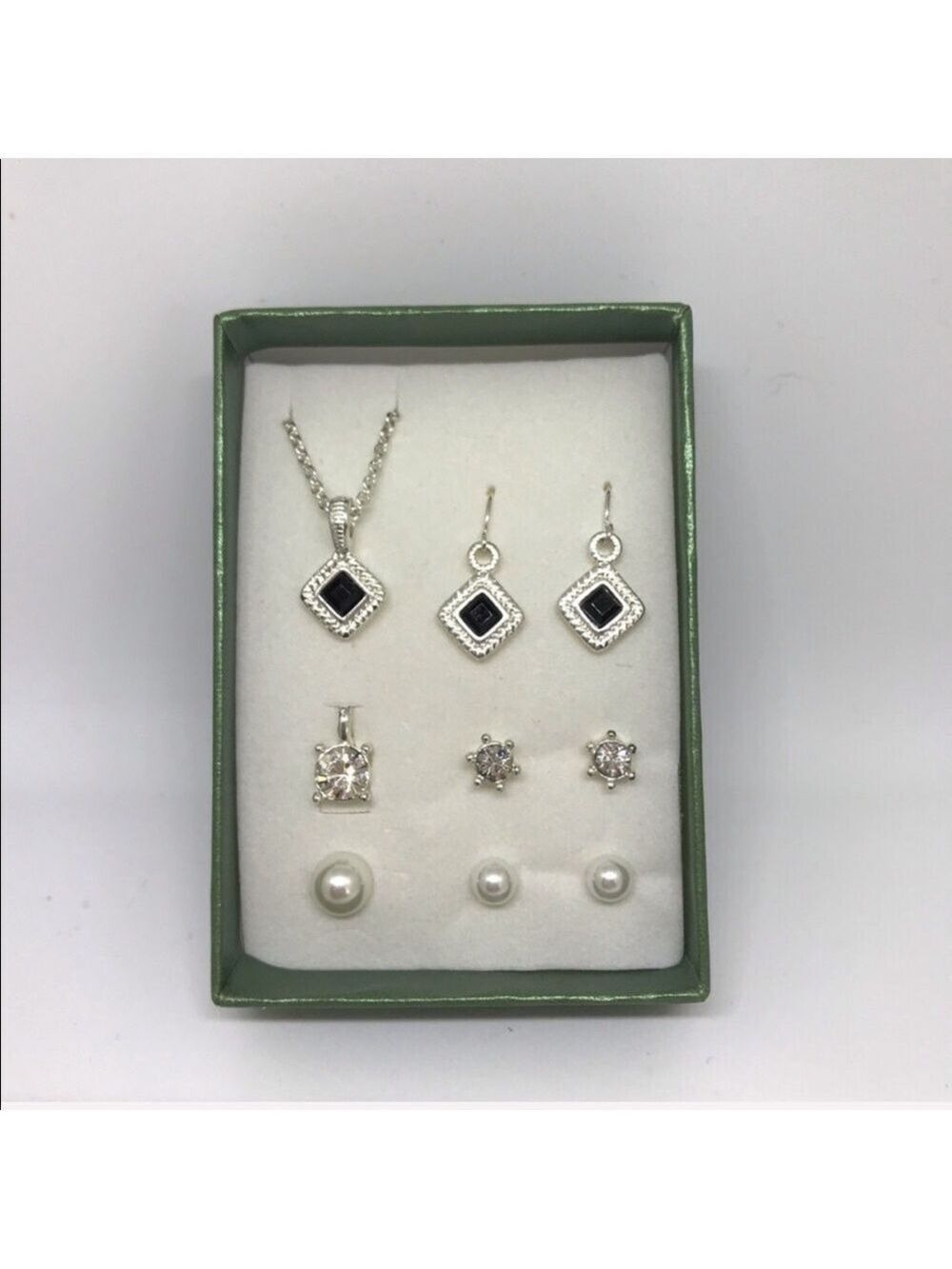 VINTAGE Avon interchangeable necklace & earring trio gift set New!!